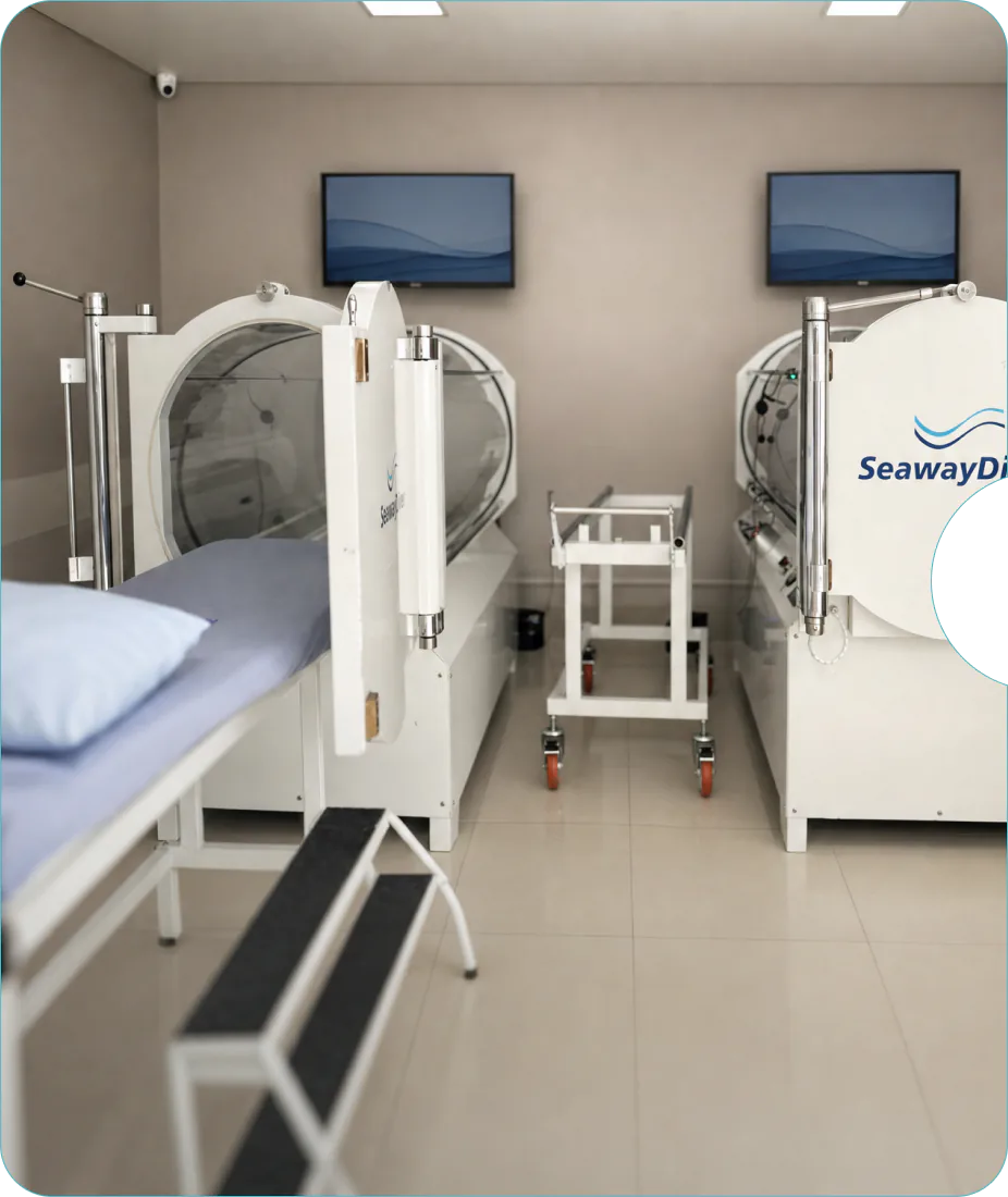 Sala de oxigenoterapia com câmara hiperbárica